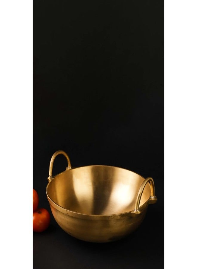 80's Cookware مقلاة كاداي برونزية تقليدية من الثمانينيات، سعة 3 لترات، مصنوعة من البرونز/كانسا، ذات خصائص غذائية عالية/غير سامة - 10 بوصات - Image 1